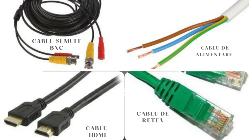 Cabluri conectare : BNC, Alimentatori, VGA, HDMI, Rețea